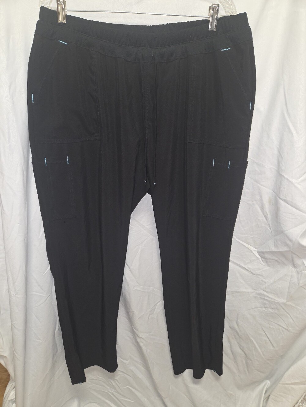 ScrubStar Women's Black XL Scrub Pants Elastic & Drawstring Waist Cargo Pockets